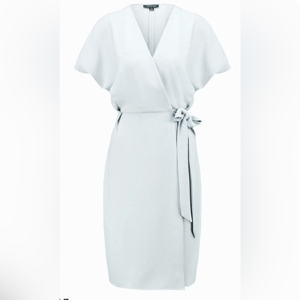 Topshop, Kimono Style Stretchy Crepe Wrap Midi Dress, Baby Blue, SZ 0, So Chic!
